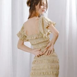 Indigo Boutique Yellow Floral Smocked Dress Dresses