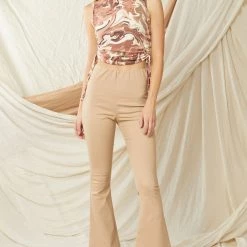 Indigo Boutique Flare Pullon Pant In Taupe