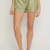 Indigo Boutique New Arrivals Olive Faux Leather Shorts