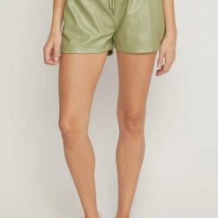 Indigo Boutique New Arrivals Olive Faux Leather Shorts