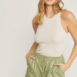 Indigo Boutique New Arrivals Olive Faux Leather Shorts