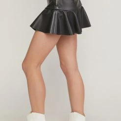 Indigo Boutique New Arrivals Black Faux Leather Skirt