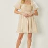 Indigo Boutique Champange Bubble Sleeve Mini Dress New Arrivals