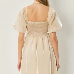 Indigo Boutique Champange Bubble Sleeve Mini Dress New Arrivals
