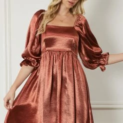 Indigo Boutique New Arrivals COPPER SATIN MINI DRESS