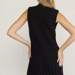 Indigo Boutique BLACK CABLE KNIT MOCK DRESS New Arrivals