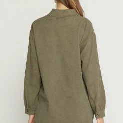Indigo Boutique New Arrivals Olive Corduroy Button Up Dress