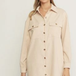 Indigo Boutique Ecru Corduroy Button Up Dress New Arrivals