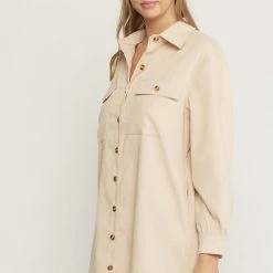 Indigo Boutique Ecru Corduroy Button Up Dress New Arrivals