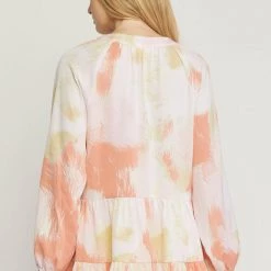 Indigo Boutique Ruffle Paint Splash Blouse