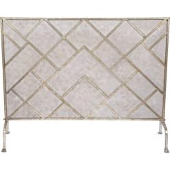 Indigo Boutique Furniture GEOMETRIC FIREPLACE SCREEN IN CHAMPAGNE FINISH