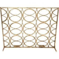 Indigo Boutique JULIAN GEOMETRIC FIREPLACE SCREEN WITH CHAMPAGNE GOLD FINISH