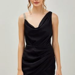 Indigo Boutique Black Diamond Drape Neck Dress New Arrivals