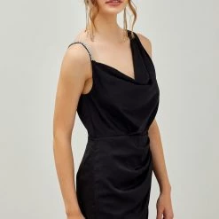 Indigo Boutique Black Diamond Drape Neck Dress New Arrivals