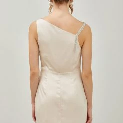 Indigo Boutique Ecru Diamond Drape Neck Dress New Arrivals