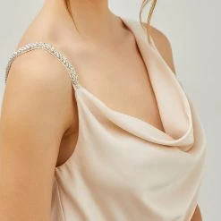 Indigo Boutique Ecru Diamond Drape Neck Dress New Arrivals