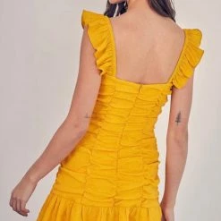 Indigo Boutique Honey Ruched Ruffle Dress Dresses