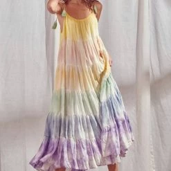 Indigo Boutique Rainbow Color Block Maxi Dresses