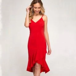 Indigo Boutique Sale Flounce Red Mini Dress