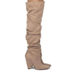 Indigo Boutique Taupe Over The Knee Boots Shoes