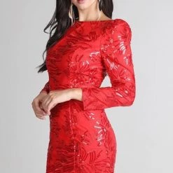 Indigo Boutique Sale Sequin Embroidered Puff Shoulder Dress