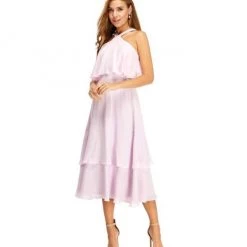 Indigo Boutique Blush Ruffle Midi Dress Dresses