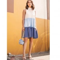 Indigo Boutique Color Block Light Blue Dress Dresses