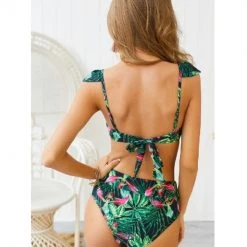 Indigo Boutique Green Palm Swim Suit