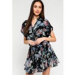 Indigo Boutique Black Floral Ruffled Dress Dresses