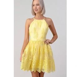 Indigo Boutique Yellow Mini Lace Dress Dresses