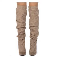 Indigo Boutique Taupe Over The Knee Boots Shoes