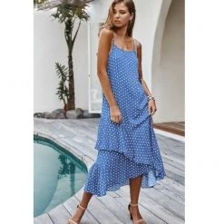 Indigo Boutique Light Blue Polka Dot Dress Sale
