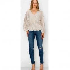 Indigo Boutique Gold Long Sleeve Shimmer Blouse