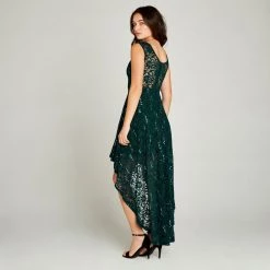 Indigo Boutique Sequin Lace High Low Dress