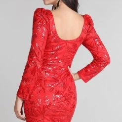 Indigo Boutique Sale Sequin Embroidered Puff Shoulder Dress