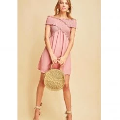 Indigo Boutique Off The Shoulder Blush Shift Dress Sale