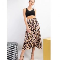 Indigo Boutique Sale Taupe Animal Print Skirt