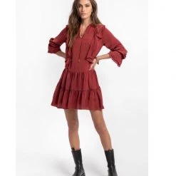 Indigo Boutique Finley Boho Dress In Burgundy Dresses
