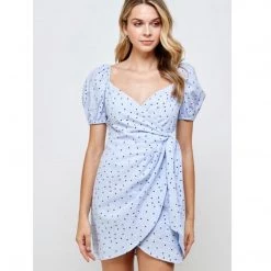 Indigo Boutique Dresses Puff Sleeve Dotted Dress