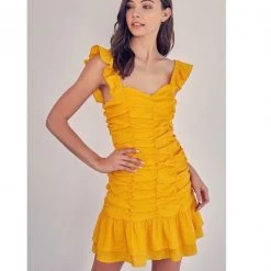 Indigo Boutique Honey Ruched Ruffle Dress Dresses