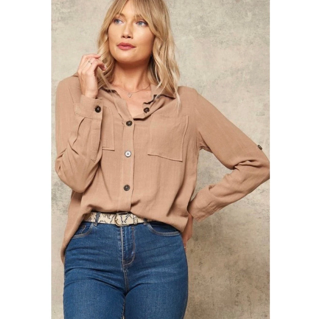 Indigo Boutique Taupe Button Down 3 Indigo Boutique Taupe Button Down