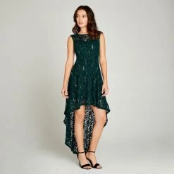 Indigo Boutique Sequin Lace High Low Dress