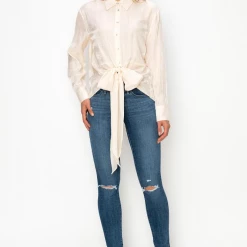 Indigo Boutique Cream Bow Tie Blouse