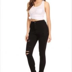 Indigo Boutique Sale Black Distressed High Waisted Denim