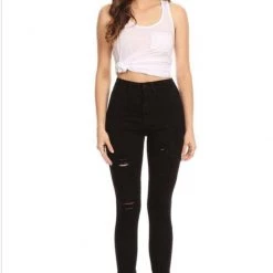 Indigo Boutique Sale Black Distressed High Waisted Denim