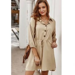 Indigo Boutique Beige Tie Front Dress Sale