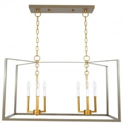 Indigo Boutique GREY AND GOLD RECTANGULAR MANNING CHANDELIER Furniture