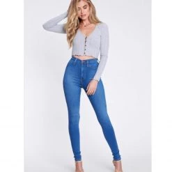 Indigo Boutique Medium Wash High Rise Skinny Bottoms
