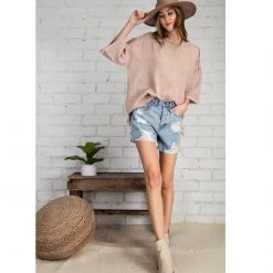 Indigo Boutique Light Distressed Denim Shorts Bottoms