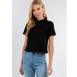 Indigo Boutique Puff Sleeve Black Blouse